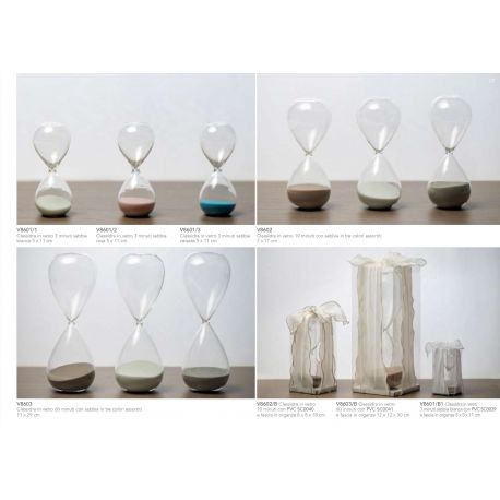 Clessidra piccola in vetro con sabbia in vari colori (V8601)