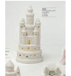 Castello grande in porcellana bianca con led (a8203)