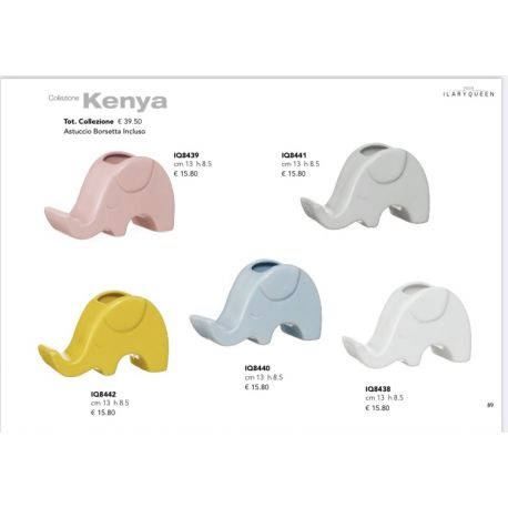 Portaoggetti elefante in porcellana lucida gialla (IQ8442)
