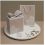 Zuccheriera in porcellana bianca e coperchio tortora (cl23013)