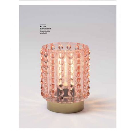 Lampada a led in vetro rosa (b7703)