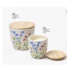 Candela in vasetto ceramica con fiori piccola (b9303)