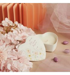 Scatola cuore decoro rosa con candela (cl26039cand)