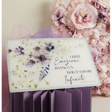 Tagliere in vetro decoro lilla (cl26042)