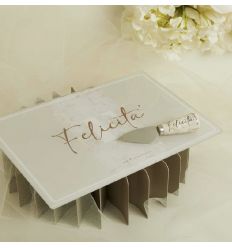 Tagliere in vetro con coltellino decoro FELICITA' (cl26048c)