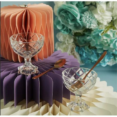 Set due ciotole per gelato con cucchiaino (cl26067)