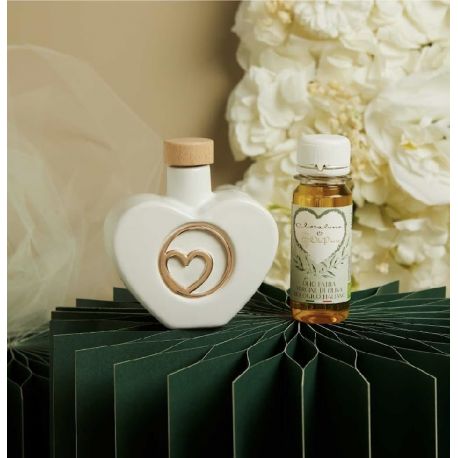 Oliera cuore con cuore oro rosa con olio (cl26077co)