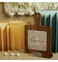 Tagliere acacia decoro amore con coltellino (cl26082c)