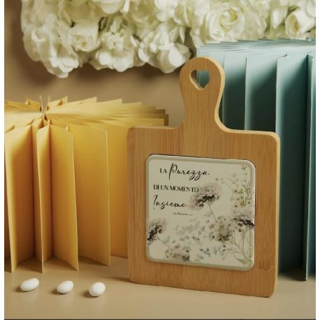 Tagliere acacia decoro floreale verde (cl26083)