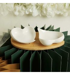 Vassoio bamboo con due ciotole a forma di cuore (cl26091)