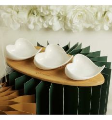 Vassoio bamboo con tre ciotole a forma di cuore (cl26092)