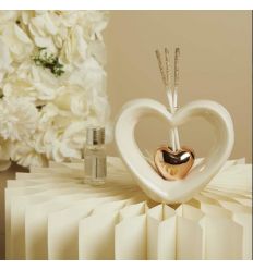 Diffusore cuore in ceramica con cuore oro rosa (cl26111)