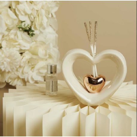 Diffusore cuore in ceramica con cuore oro rosa (cl26111)