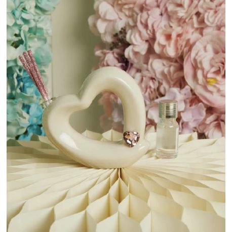 Diffusore cuore in ceramica con applicazione cuore rosa (cl26115)
