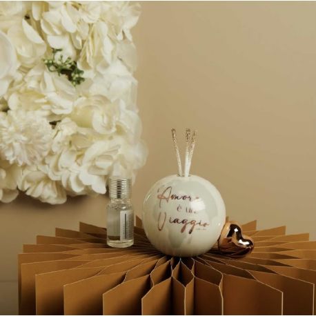 Diffusore globo piccolo con cuoricino oro rosa (cl26121)