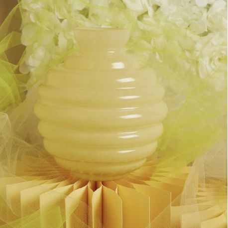 Vaso in vetro tondo grande giallo (cl26166)