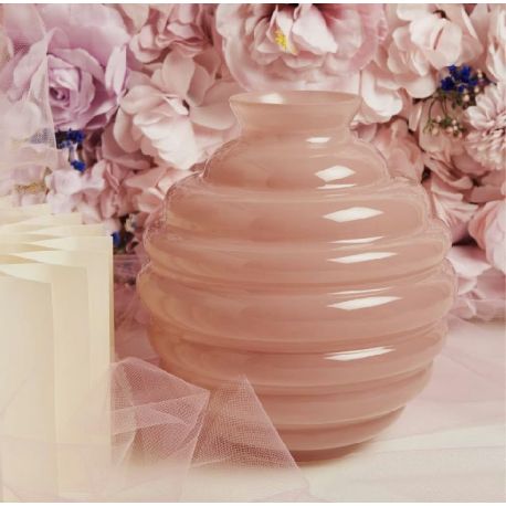Vaso in vetro tondo grande rosa (cl26186)