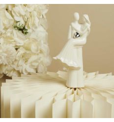 Coppia in porcellana bianca con cuore argento (cl26202)