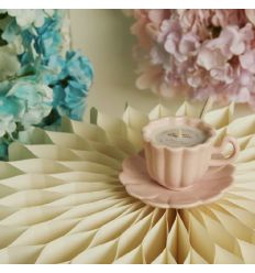 Candela tazza con piattino in porcellana rosa (cl26222)