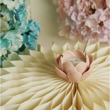 Candela in ninfea in porcellana rosa (cl26226)