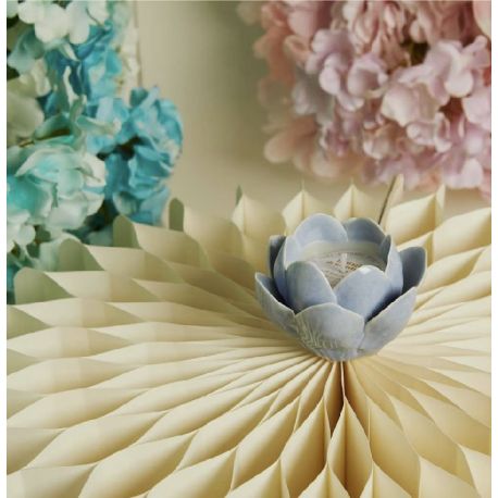 Candela in ninfea in porcellana azzurra (cl26225)