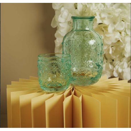 Set caraffa con bicchiere in vetro verde (cl26252)