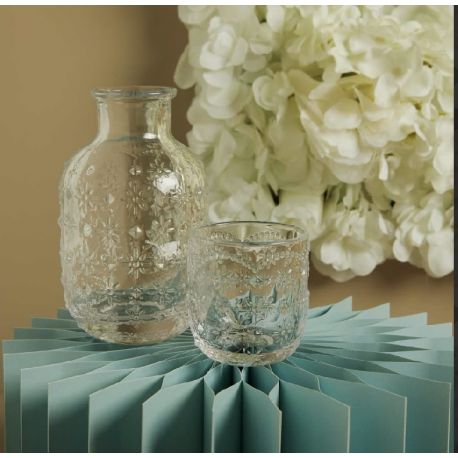 Set caraffa con bicchiere in vetro bianco (cl26254)