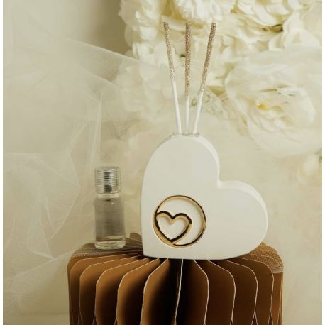 Diffusore cuore in gesso con applicazione in oro (cl26273)