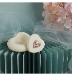 Scatolina cuore in gesso con applicazione rosa (cl26294)