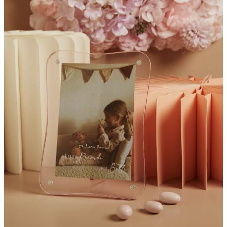 Portafoto ondulato rosa in plexyglass senza cuore (cl26311)