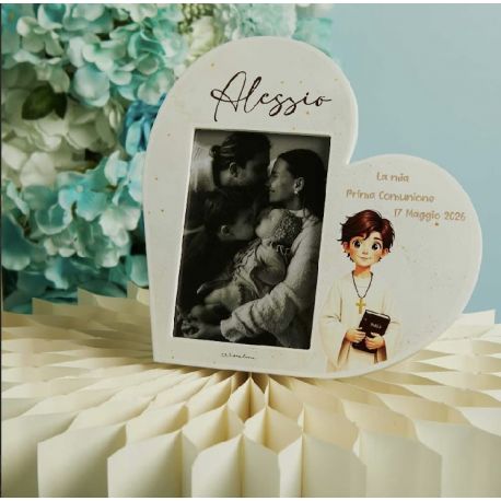 Porta foto cuore ragazzo comunione (cl26361)