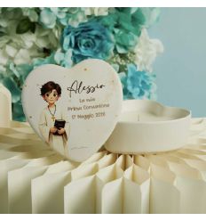 Scatola cuore con candela ragazzo comunione (cl263464cand)