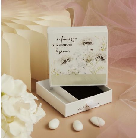 Scatolina confettata con fiori verdi (26026)