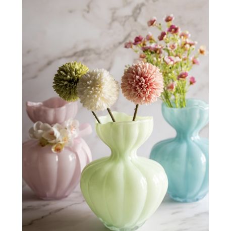 Vaso in vetro turchese con shopper (c4104)